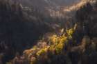 Sunset light on valley from Morton Overlook, Great Smoky Mountains National Park, Tennessee Art Print
